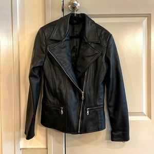 CUSTOM MADE JACKET - Genuine Leather - Biker Babe - Size 4 - BLK - Motorcycle